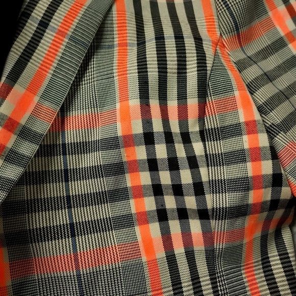 Endless Rose Sz M Neon Orange and Tan Plid Blazer Jacket - Picture 7 of 9